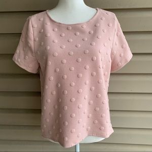 •W5• Textured Polka Dot Top Pale Pink - Size Medium